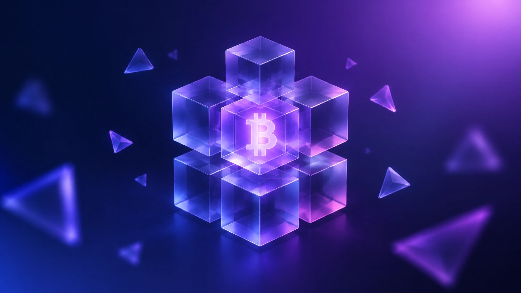 Abstract violet Bitcoin blocks